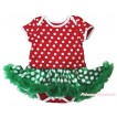 Christmas Minnie Dots Baby Bodysuit Green White Dots Pettiskirt JS4923